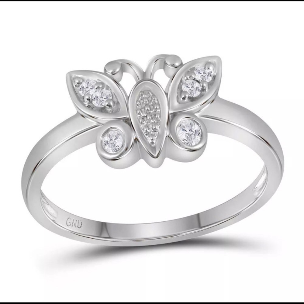 10kt Womens Diamond Butterfly Ring 1/10 CTW Size 7
